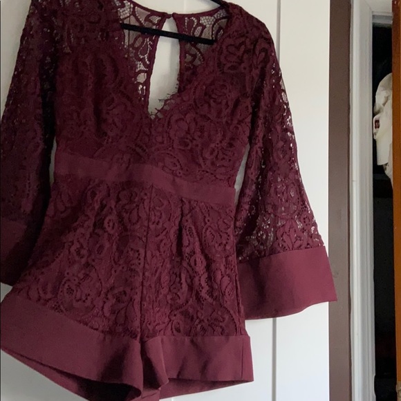 Blu Spero Maroon Lace Romper - Picture 2 of 4